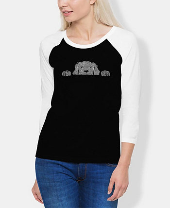 Женская футболка с надписью "Peeking Dog" реглан LA Pop Art