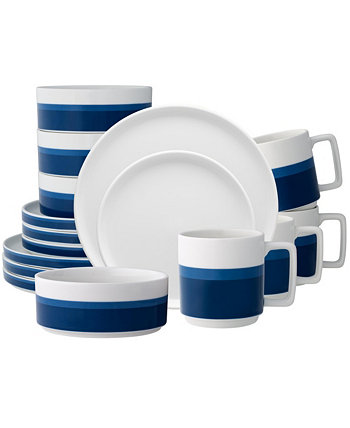 Набор столовой посуды Colorstax Stripe, 16 предметов, сервиз на 4 персоны Noritake