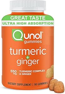 Qunol Turmeric and Ginger Gummies - Joint Support Supplement with Ultra High Absorption, 90 Count Vegan and Gluten Free Gummies Qunol