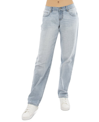 Juniors' Low-Rise Baggy Faded Jeans Rewash