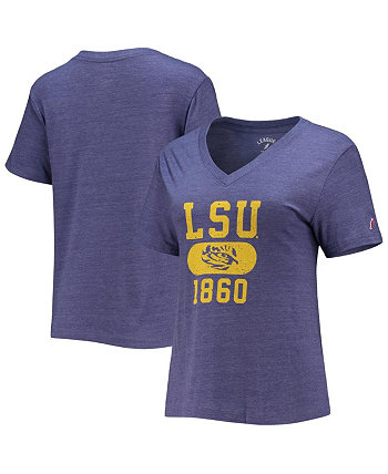 Women's Heathered Purple LSU Tigers Intramural Boyfriend Tri-Blend V-Neck T-shirt League Collegiate Wear