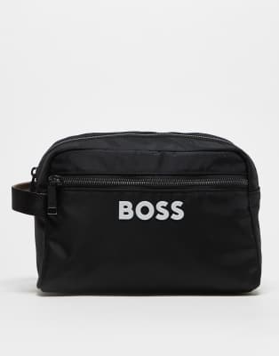 BOSS Catch logo toiletry bag in black BOSS Orange