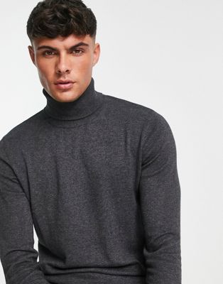 Темно-серый меланжевый свитер с высоким воротником Jack & Jones Essentials Jack & Jones
