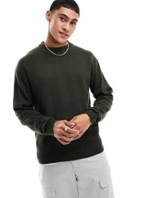 Зеленый вязаный свитер с заниженными плечами Jack & Jones Essentials Jack & Jones