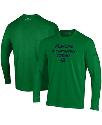 Мужская зеленая футболка с длинным рукавом Notre Dame Fighting Irish Play Like A Champion Today Under Armour