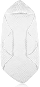 Peryiter 1 Pcs Muslin Hooded Baby Towels,32"x 32" Cotton Newborn Bath Towel Muslin Infant Baby Towels Absorbent Unisex Hooded Blankets,Newborn Registry Baby Gift for Girls Boys (Beige) Peryiter