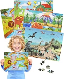 Puzzles for Kids Ages 4-6, 4 Packs 60 PCs Vehicle Jigsaw Wooden Puzzles Preschool Educational Toys Gifts for Children Ages 4-8, Kids Puzzles for 4+ Year Olds Boys, Wood Puzzles Ages 3 4 5 6 7 8 Unistylar