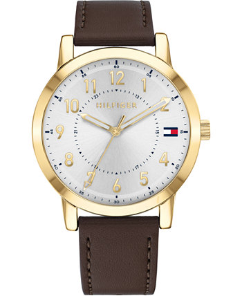Мужские часы с коричневым кожаным ремешком 42 мм, созданные для Macy's Tommy Hilfiger