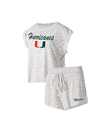 Женский кремовый комплект для сна из футболки и шорт Miami Hurricanes Montana Concepts Sport