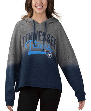 Женский укороченный пуловер с капюшоном в цвете Heather Grey, Navy Tennessee Titans Superstar Touch by Alyssa Milano