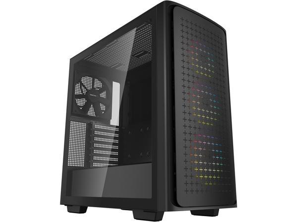 DeepCool CK560 Mid-Tower ATX Case, Airflow Front Panel, Full-Size Tempered Glass Window, 3x 120mm ARGB Fans, 1x 140mm Fan, E-ATX Motherboard Support, Front I/O USB Type-C, Black DEEPCOOL