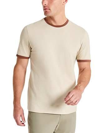 Men's Contrast-Trim Textured Short Sleeve T-Shirt Kenneth Cole