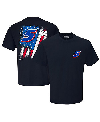 Мужская темно-синяя футболка Kyle Larson Exclusive Tonal Flag Hendrick Motorsports Team Collection