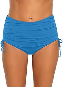 GRAPENT Women's High Waisted Swim Bottom Ruched Bikini Tankini Swimsuit Briefs Grapent