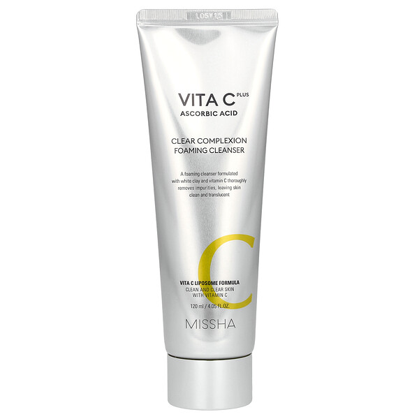 Vita C Plus Ascorbic Acid, Очищающая пенка для очищения кожи лица, 4,05 ж. унц. (120 мл) Missha