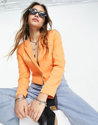 Укороченный пиджак оранжевого цвета Only ONLY