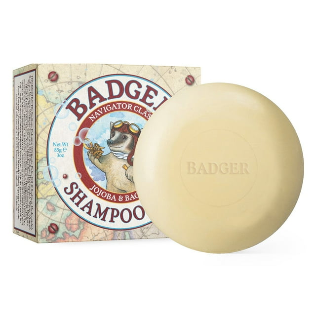 Badger Shampoo Bar with Jojoba & Baobab, Vegan Shampoo Bars for Hair, 3 oz Badger