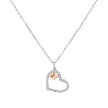 PRIMROSE Двухцветное ожерелье из стерлингового серебра с кубическим цирконием и подвеской в форме сердца и бабочки PRIMROSE