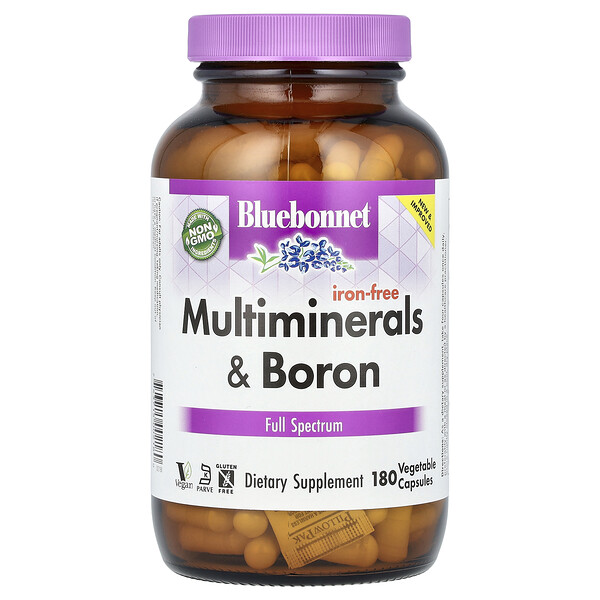 Мультиминералы и Бор, Без Железа - 180 растительных капсул - Bluebonnet Nutrition Bluebonnet Nutrition