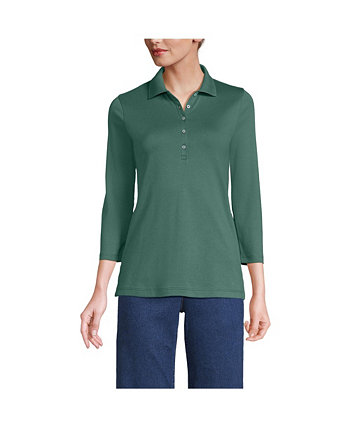 Women's 3/4 Sleeve Supima Cotton Polo Shirt Lands' End