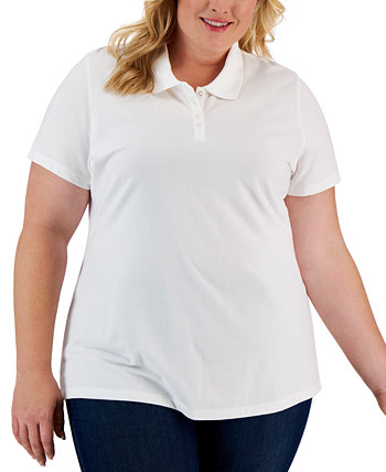 Хлопковая рубашка-поло больших размеров с короткими рукавами, созданная для Macy's Karen Scott