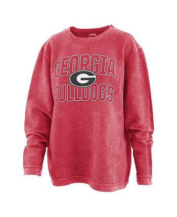 Женский свободный свитшот-пуловер красного цвета с потертостями Georgia Bulldogs Maxima Pressbox