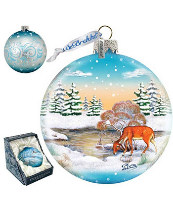 Зимний шар оленей Стеклянный орнамент Праздничное великолепие G.DeBrekht