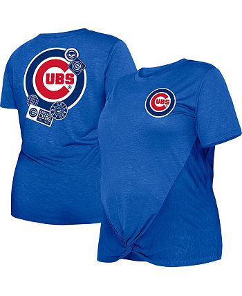 Женская футболка больших размеров с двумя узлами спереди Royal Chicago Cubs New Era