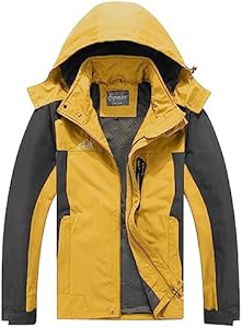 Spmor Men's Outdoor Sports Hooded Windproof Jacket Waterproof Rain Coat Spmor