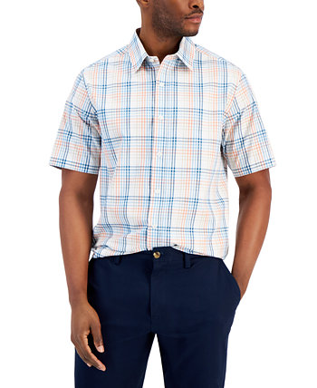 Мужская изысканная клетчатая рубашка на пуговицах с короткими рукавами в клетку, созданная для Macy's Club Room