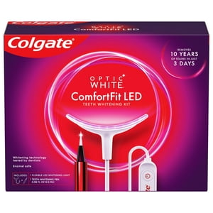 2X - Colgate Optic White Comfortfit Teeth Whitening Kit With Led Light And Whitening Pen, Led Teeth Whitening Kit, Enamel Safe, Works With Iphone And Android Visit the Colgate Store