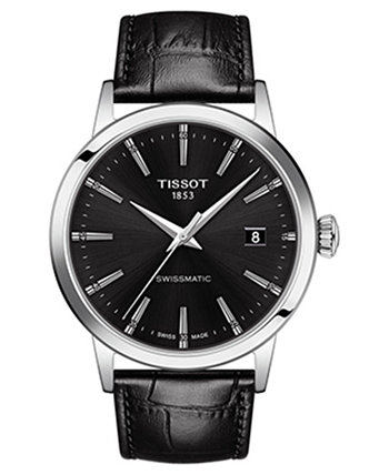 Мужские швейцарские автоматические классические часы Dream с черным кожаным ремешком, 42 мм Tissot