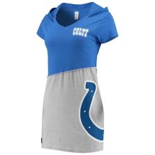 Женская жареная одежда, королевское/серое мини-платье с капюшоном Indianapolis Colts из экологически чистого материала Unbranded