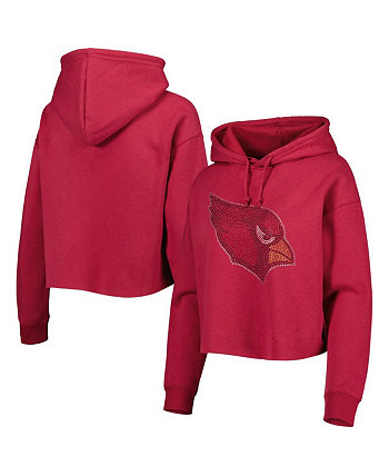 Женский укороченный пуловер с капюшоном и логотипом Cardinal Arizona Cardinals Crystal Cuce