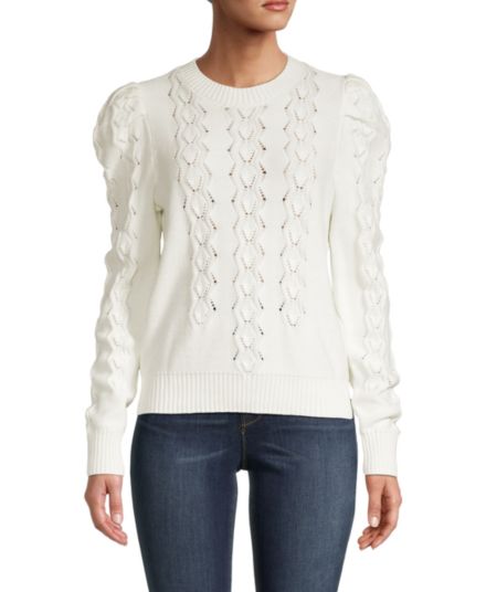 Puff-Sleeve Pointelle Sweater FOR THE REPUBLIC