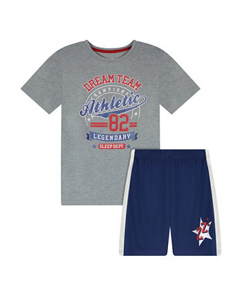 Топ с короткими рукавами для маленьких мальчиков и удлиненные шорты с принтом, комплект из 2 предметов Max & Olivia