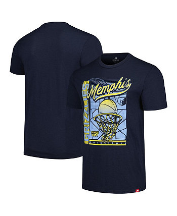 Мужская и женская темно-синяя рваная футболка Memphis Grizzlies Swish, сверхмягкая удобная футболка из трех смесей Sportiqe