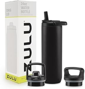 ZULU Base 18oz Kids Stainless Steel Water Bottle with 3 Lids- Straw, Chug, Twist | Double Walled and Vacuum Insulated Metal Thermos | Fits Car Cupholder, Built in Carry Loop, Dishwasher Safe, Black Zulu