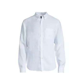 Льняная рубашка на пуговицах, окрашенная в пряже CLUB MONACO