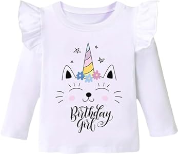 Birthday Girl Shirt Toddler Baby Girls T-Shirt 2nd 3rd 4th 5th 6th 7th Birthday Tee Summer Outfit Tkria