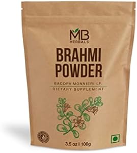 MB Herbals Pure Brahmi Powder 100g | 3.5 oz | 100% Pure Bacopa monnieri Powder | Promotes Hair Growth MB Herbals