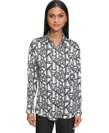 Женская рубашка на пуговицах с длинными рукавами и принтом Karl Lagerfeld Paris