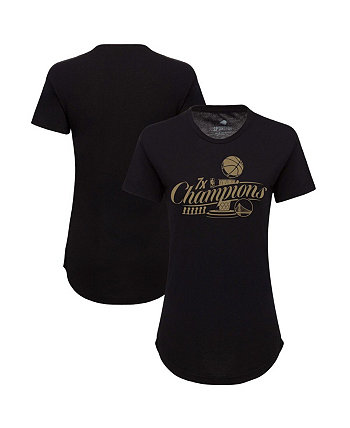 Женская черная футболка Golden State Warriors с 7-кратным чемпионом НБА финала НБА металлизированного цвета с официальным логотипом Tri-Blend Phoebe Sportiqe