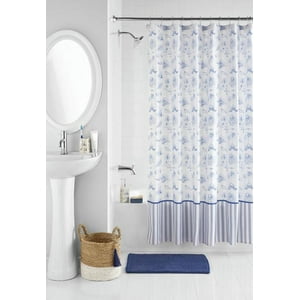 Mainstays 17-Piece Adult Blue Vacation Polyester & Ceramic Bathroom Accessory Set, Blue Mainstays