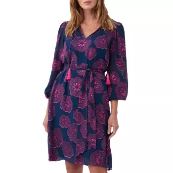 Мини-платье Tribeca из шелковой смеси с цветочным принтом Trina Turk