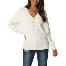 Женский осенне-зимний свитер с длинным рукавом и v-образным вырезом на пуговицах, однотонный ребристый вязаный повседневный пуловер, свитер Seta T