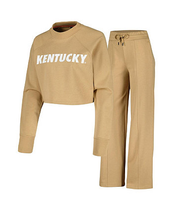 Женский комплект из укороченной толстовки и спортивных штанов реглан светло-коричневого цвета Kentucky Wildcats Kadyluxe