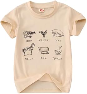 Toddler Baby Boys Girls Farm Shirt Cute Animals Graphic Short Sleeve T-Shirt Kids Funny Letter Print Summer Tee Tops Ritatte