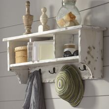 Alaterre Furniture Country Cottage Coat Hook Cubby Wall Shelf  Alaterre