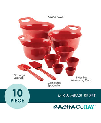 10 шт. Смешайте и отмерьте чашу для смешивания, мерную чашку и набор посуды Rachael Ray